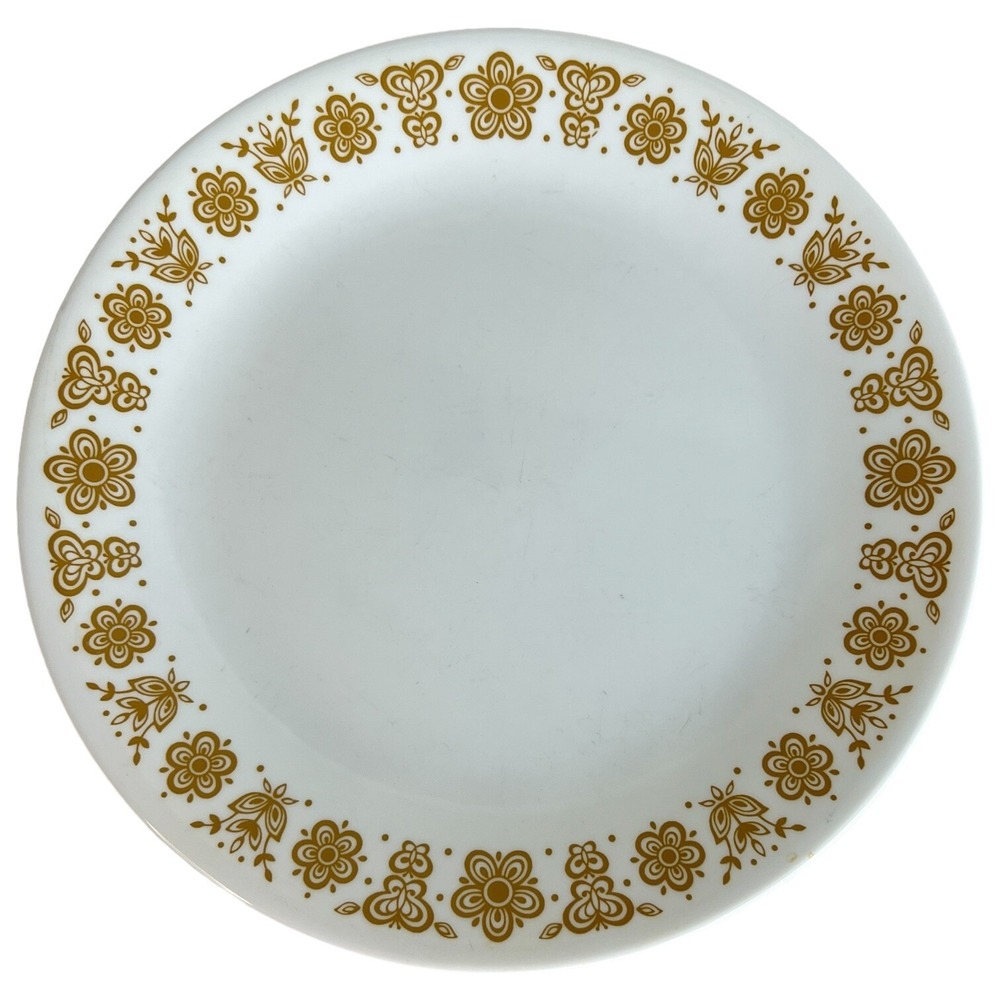 7 Corelle Butterfly Gold Dinner Plates Set 10 1/4 Inch Vitrelle Corning Vintage - Picture 6 of 12